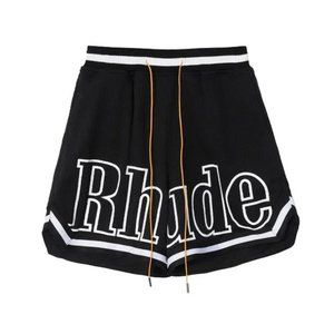 Rhude summer high-quality double-layer breathable printed five-point mesh pants